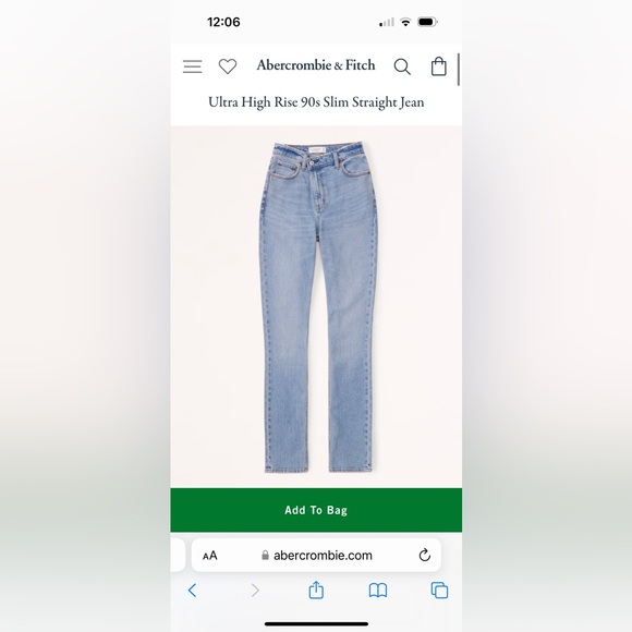 Abercrombie The Slim Straight Ultra High Rise White Denim - Picture 5 of 6